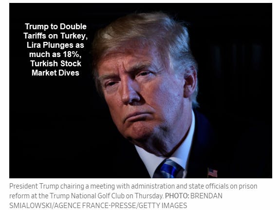 Trump Increases Tariffs  on Turkey: Lira Plunges 18%, Global Stock Spillover