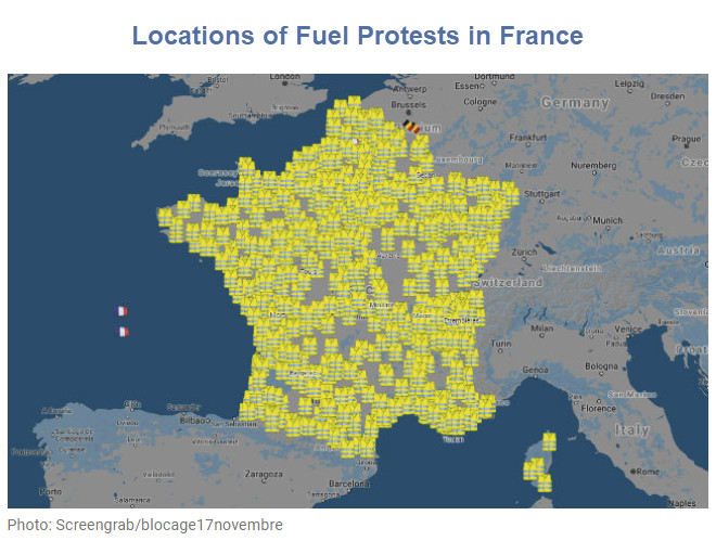 Anti-Carbon Revolt: Massive Road Blocks Against Macron’s Diesel Tax