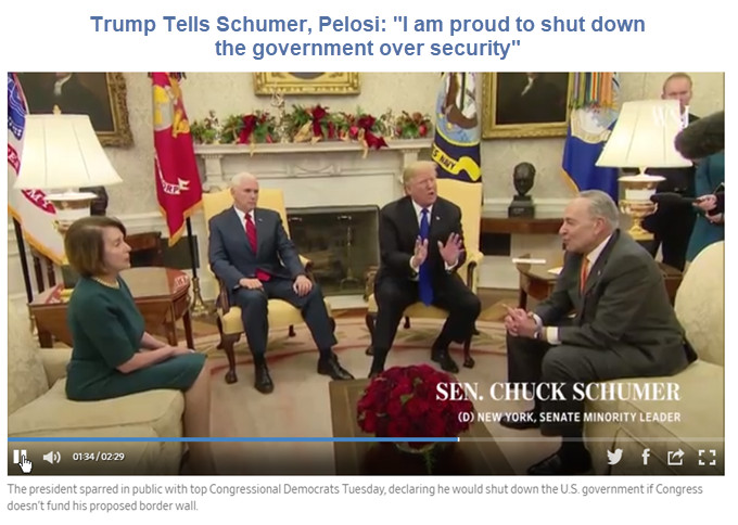 Trump Threatens to Shut Down Gov’t in Oval Office Feud with Pelosi, Schumer