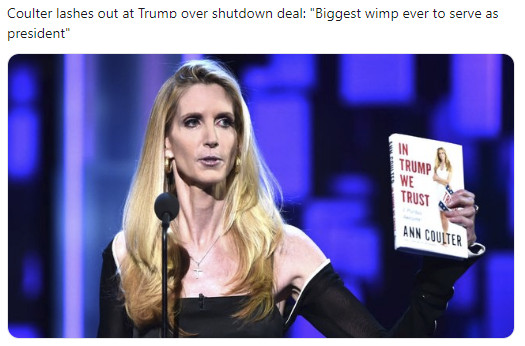 Trump Mocked From Both Sides After Caving In, Coulter Claims “Biggest Wimp Ever”