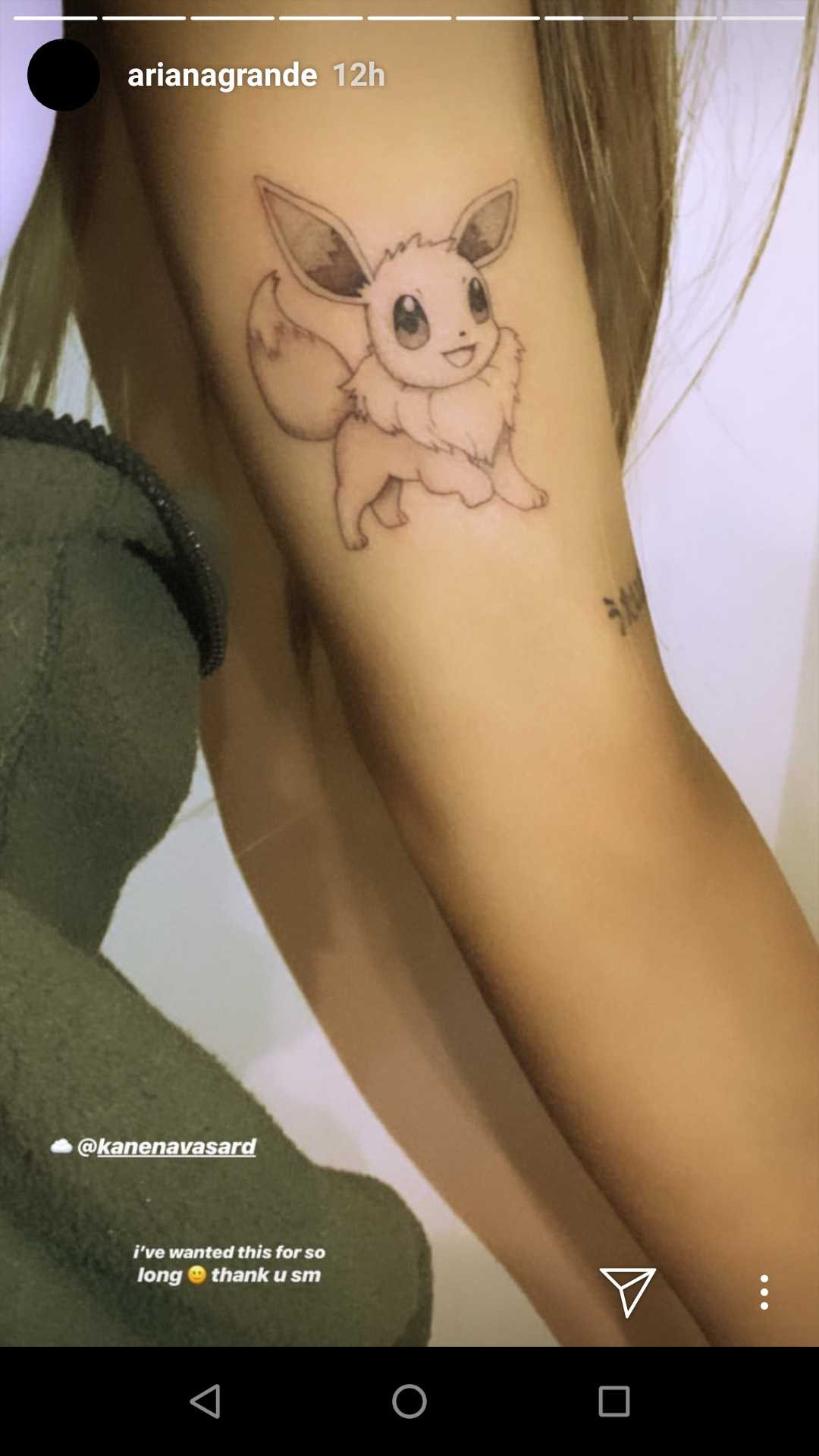 screenshot of Ariana Grande's tattoo
