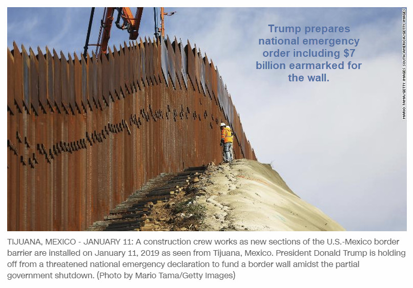 Trump Drafts Emergency Order for Wall Funding, 110 Migrants Scale Existing Wall