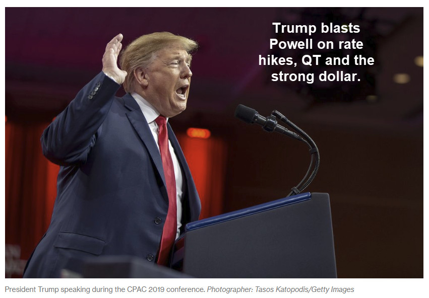 Trump Blasts Powell on Rate Hikes, QT, and the Strong Dollar at CPAC 2019