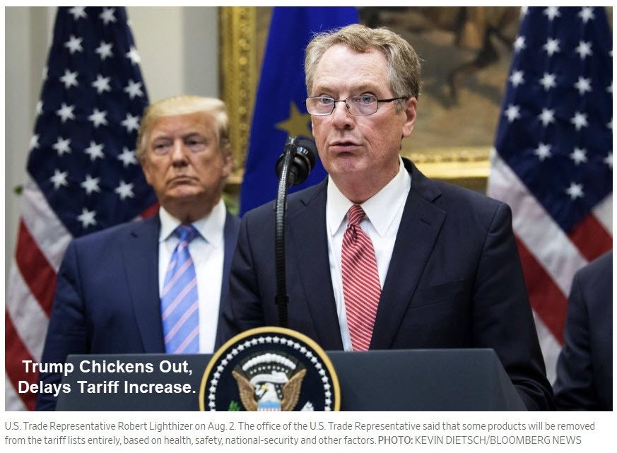 Trump Chickens Out, Delays Trade War Tariffs to Save Holiday Season