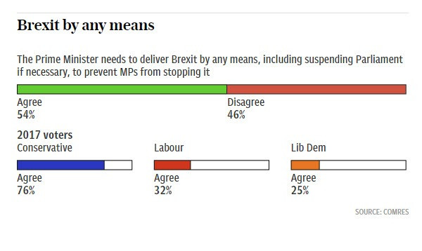 Hello Remainers: 54% Say the Prime Minister Should Deliver Brexit by Any Means