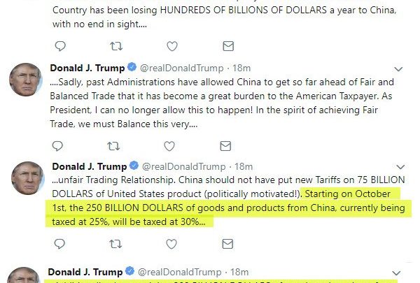 Trump Retaliates with Tariffs on All Goods from China, Much at 30%