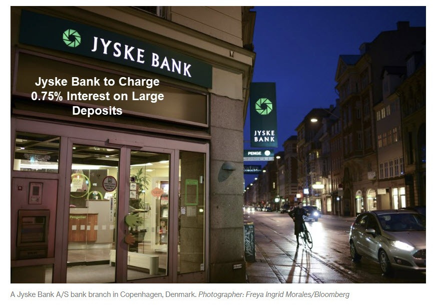 Danish and Swiss Banks to Charge Customers 0.75% Interest on Large Deposits