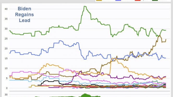 Biden Regains Lead, Warren Too Scary and Too Progressive