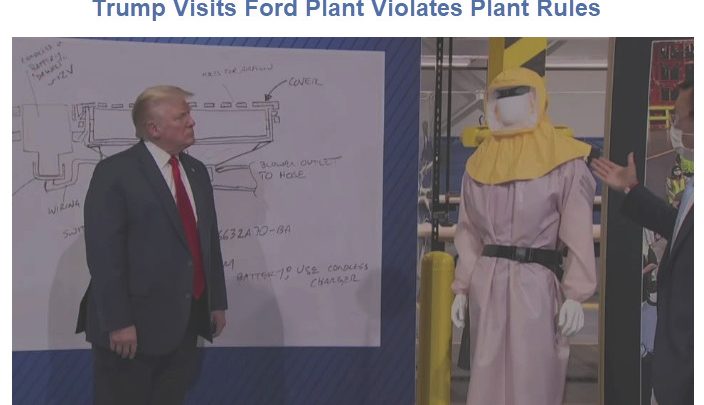 Trump Too Vain for a Mask in Trip to Ford Plant