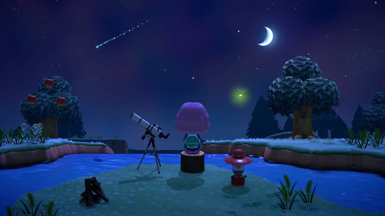 Watching falling stars in Animal Crossing